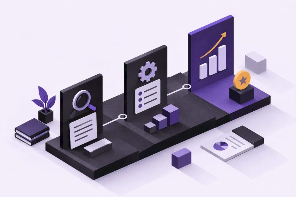 Isometric marketing case study title card