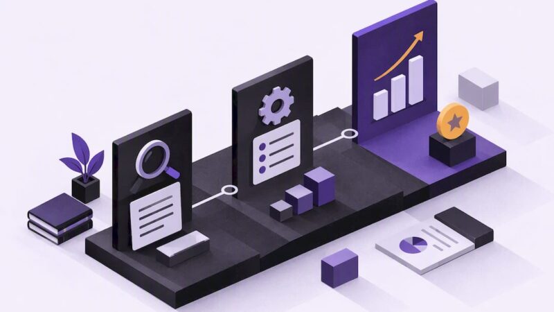 Isometric marketing case study title card
