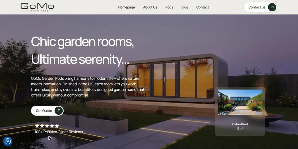 GoMo Garden Pods website