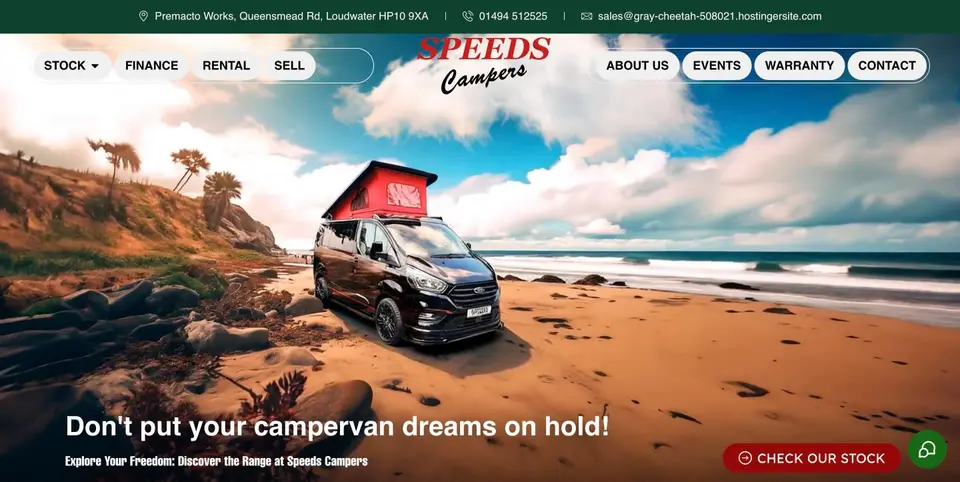 Speeds Campers website