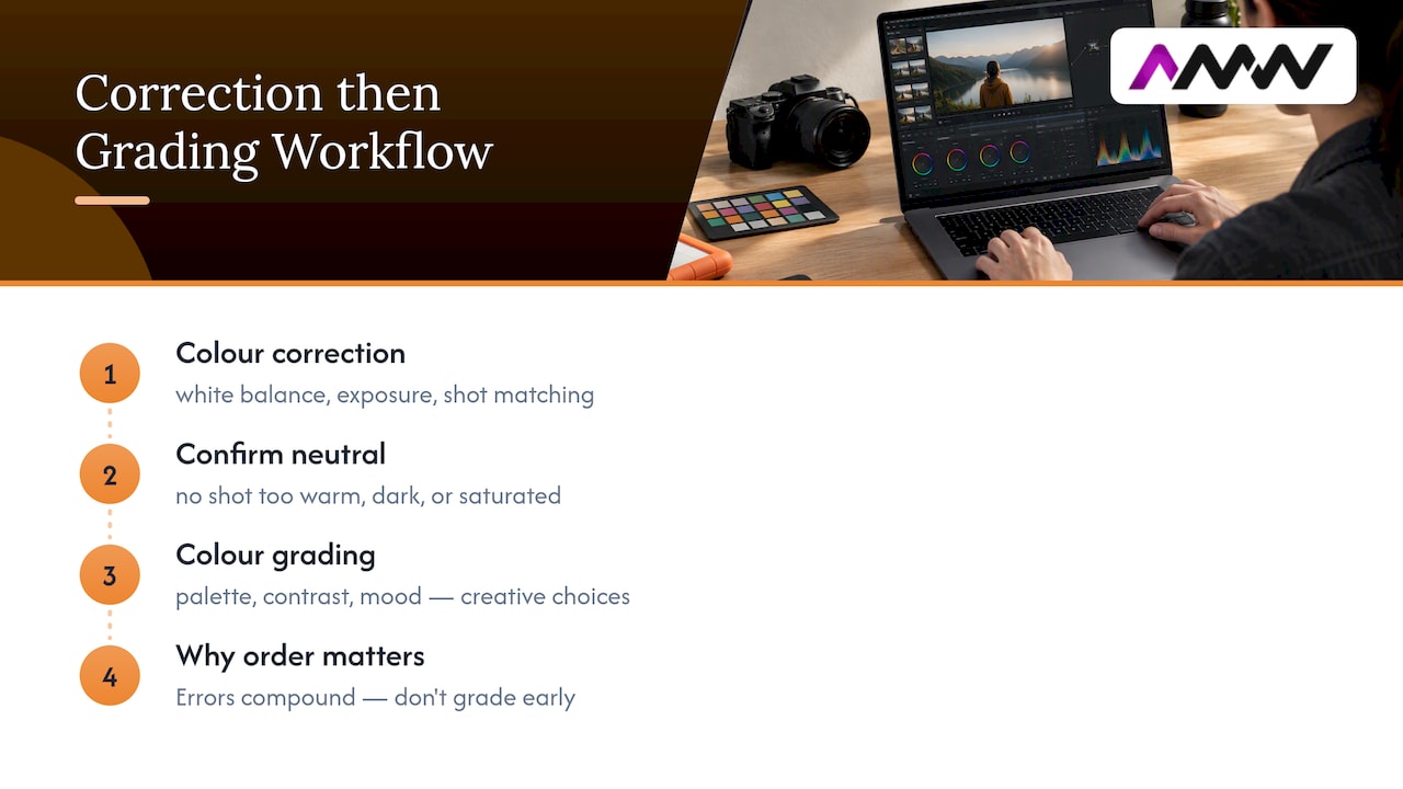 Colour correction and grading workflow