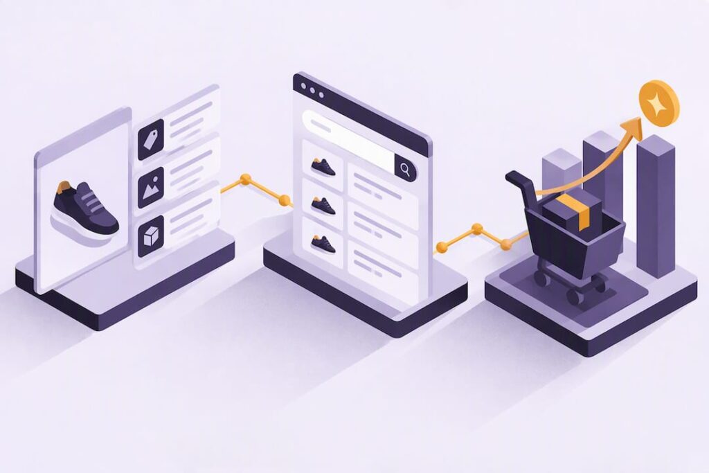Isometric product data SEO title card