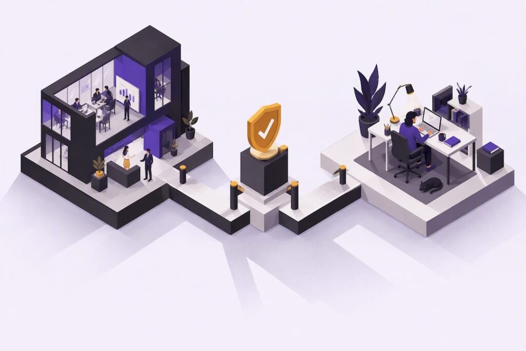 Isometric agency or freelancer decision illustration