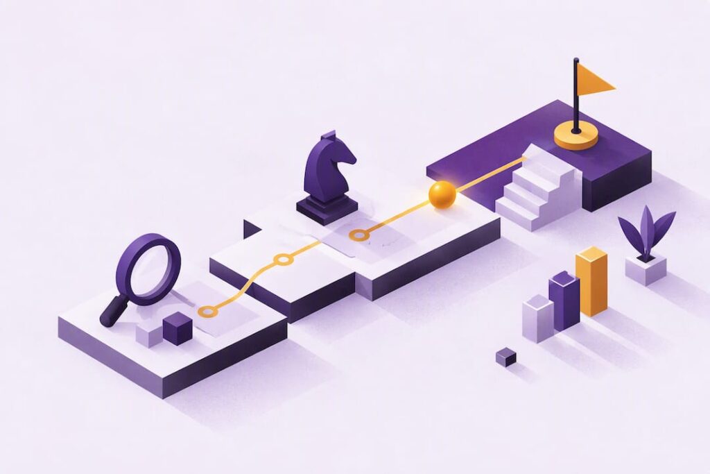 Isometric stages suggesting ecommerce improvement