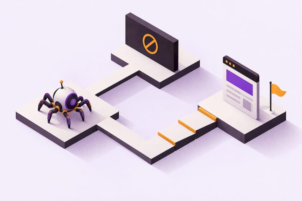 Isometric illustration of crawl access paths