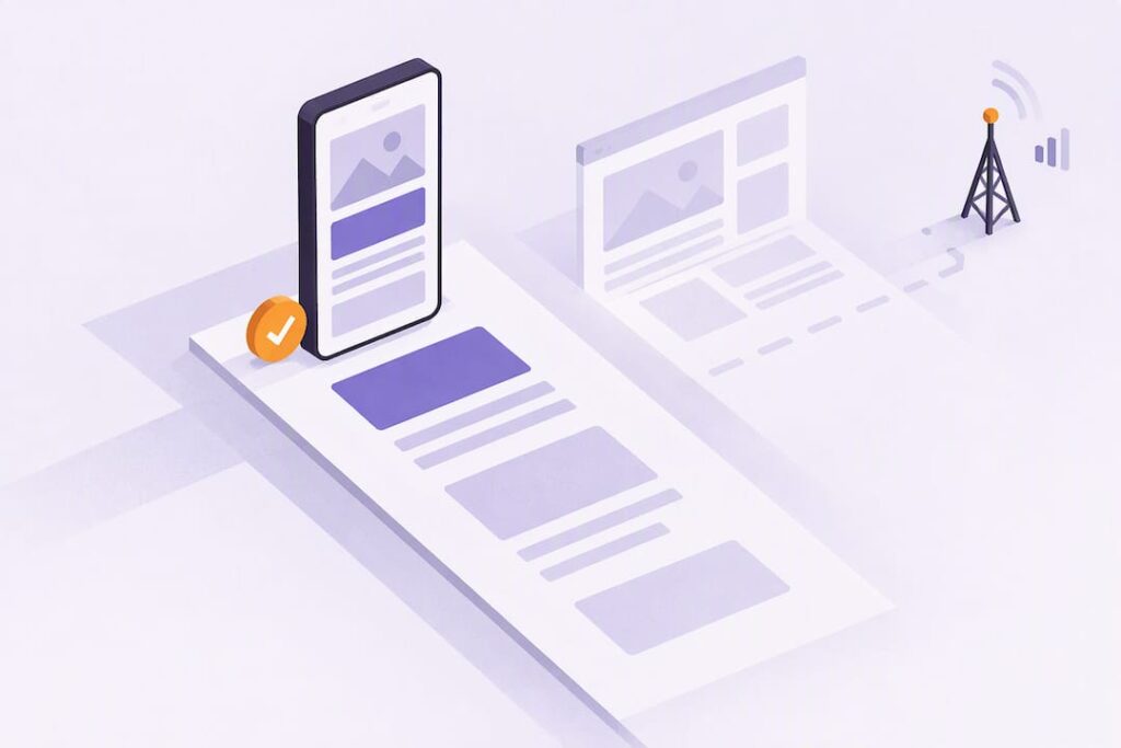 Geometric illustration of a mobile page reflow